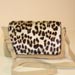 Custom Made Tan Suede Handbag with Animal Print