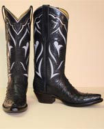 Navy Pin Ostrich Vamp with Navy Kid Inlayed Top