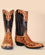 Cowboy Boot Black Calf with Filigree vamp and collar