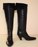 Tall Black Oil-Tanned Ladies Dress Boot with Suede Collar