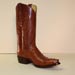 dark cognac pin ostrich cowboy boot with inlay