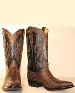 Safari Tan Crocodile Belly Custom Made Cowboy Boot