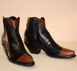 black calf botine with cognac alligator points