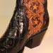 Custom Black Alligator Cowboy Botine with Tan Star Tooling