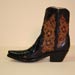 Handmade Alligator Cowboy Botine with Tan Hand Tooling and Zipper