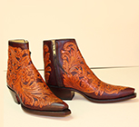 hand tooled custom botine boot with zipper