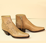horse leather botine with hand stitched butterflies
