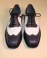 White Kangaroo and Navy Tezu Lizard Wing Tip Golf Shoe 