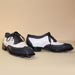 Custom Golf Shoe of White Kangaroo and Navy Tezu Lizard