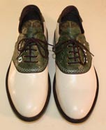 Ivory Kangaroo with Green Ostrich Custom Golf Shoe