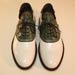 ivory kangaroo with green ostrich custom made golf shoe