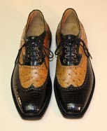 Black Alligator Belly Saddletan Ostrich Shoe