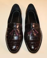 Black Cherry Alligator Belly Tassel Loafer